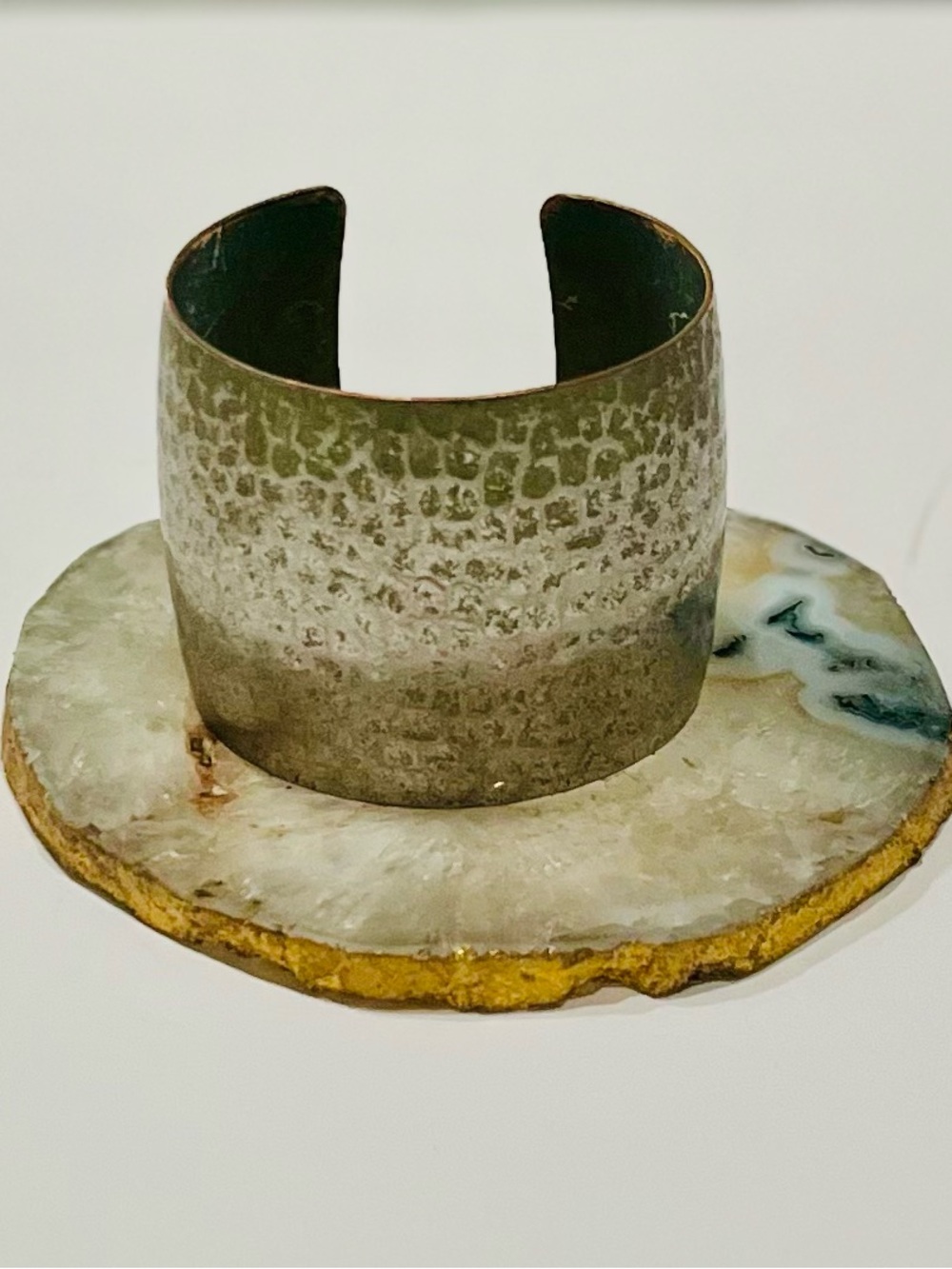 Hammered Metal Cuff Bracelet in Silver $10